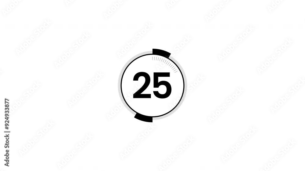 30 second countdown animation on white background. 4k video 30 second countdown animation on white background. 4k video