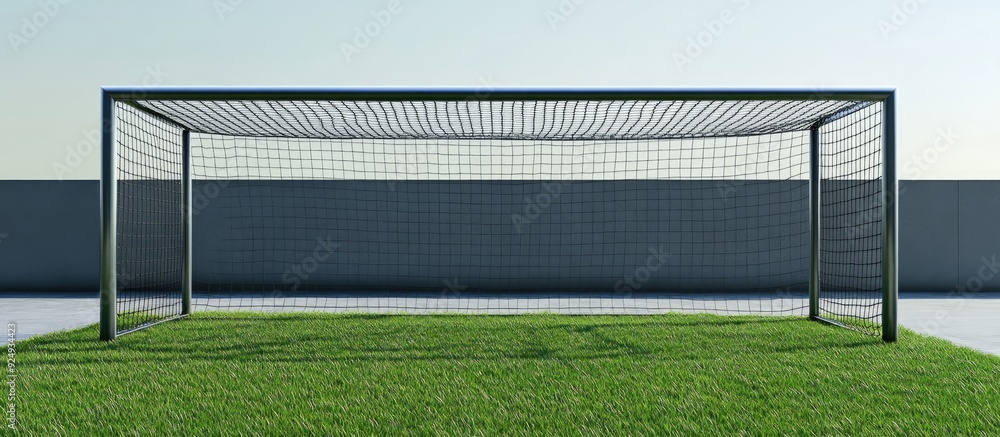 Fototapeta premium Soccer goal post. with copy space image. Place for adding text or design