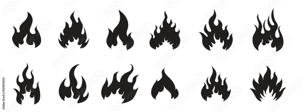Set silhouettes flames. Vector Set silhouettes flames. Vector