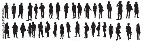 Shadow people in various gestures,vector silhouettes of men and a women