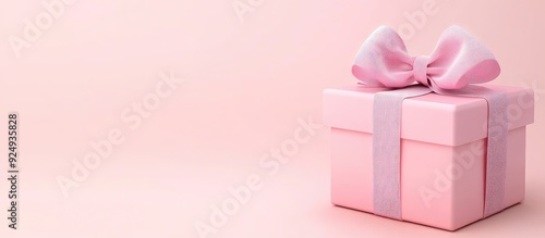 Pink gift box tied with a b...