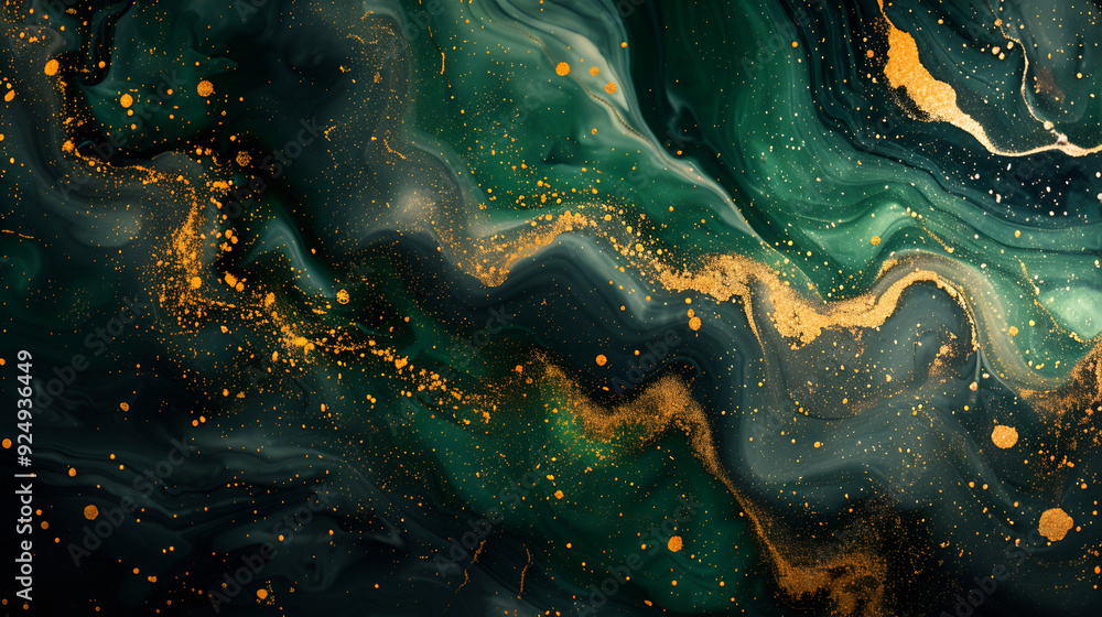Marble pattern with an abstract green and gold background texture Marble pattern with an abstract green and gold background texture