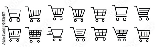 shopping cart line icon set isolated on transparent background. for your websites and apps