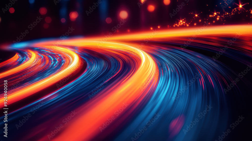 A colorful, abstract image of a road with a bright orange line A colorful, abstract image of a road with a bright orange line