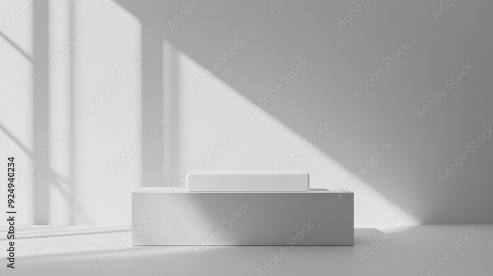 A sophisticated product podium featuring a rectangular platform with beveled edges. The podium is designed with a matte finish, creating a smooth, understated surface that contrasts with the A sophisticated product podium featuring a rectangular platform with beveled edges. The podium is designed with a matte finish, creating a smooth, understated surface that contrasts with the