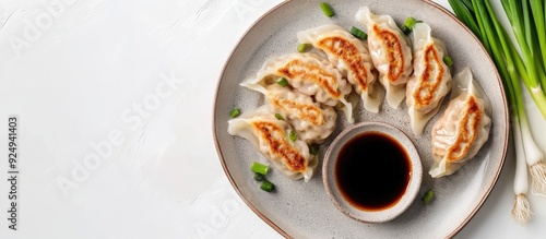 Gyoza or Jiaozi dumplings a...