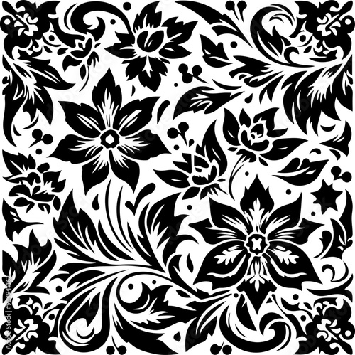 Unique Silhouette batik motif pattern, vector batik pattern 13