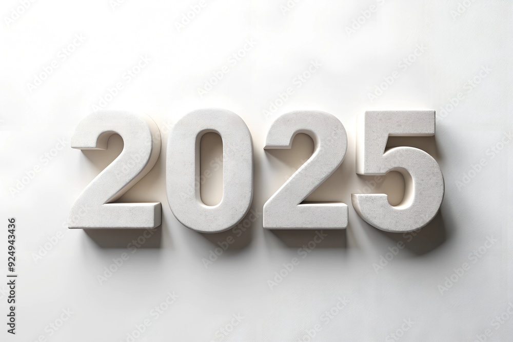 Bold 2025 number on clean white background for creative new year or future concept design ideas Bold 2025 number on clean white background for creative new year or future concept design ideas