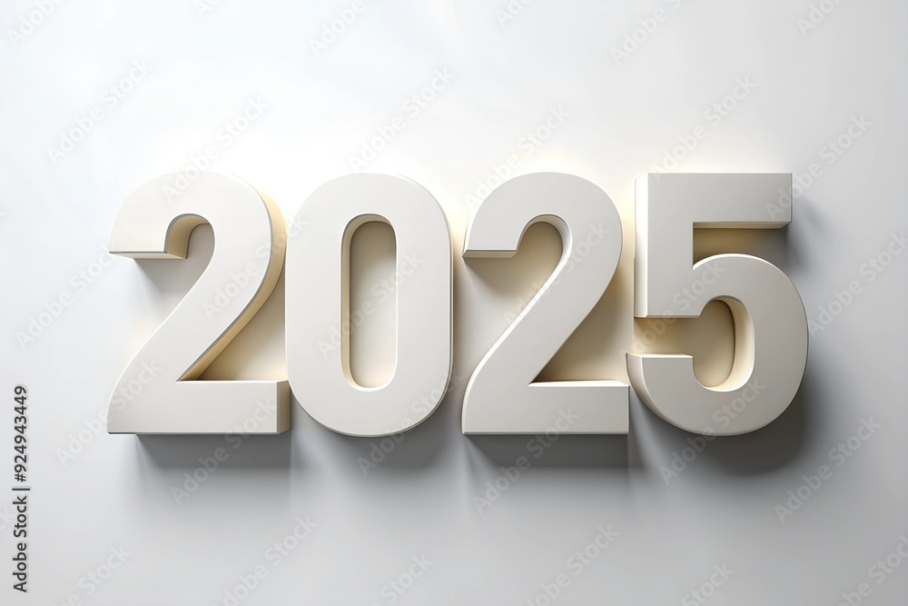 Bold 2025 number on clean white background for creative new year or future concept design ideas Bold 2025 number on clean white background for creative new year or future concept design ideas