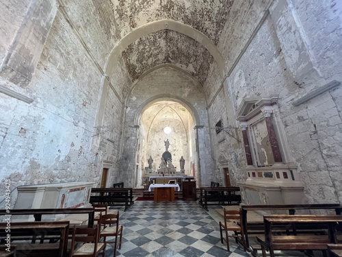 Interior of the Church of Our Lady of Mercy on the island of Badija, Croatia photo