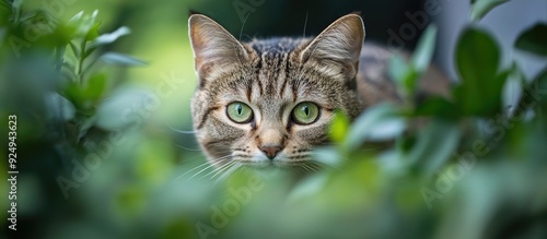 A domestic cat in the garde...