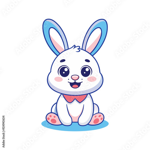 Charming cute rabbit cartoon clipart vector icon for various design needs.
