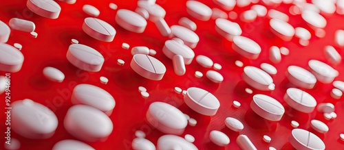 Several white tablets are a...
