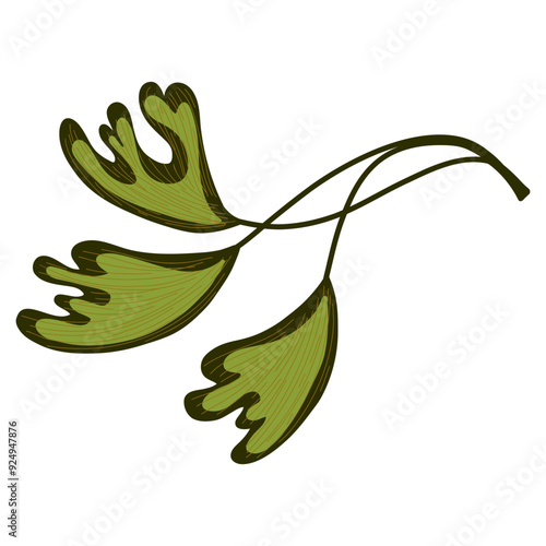 illustration of a leaf ginkgo branches flat cartoon style vector