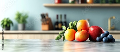 Fresh ripe fruits on the ki...