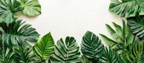 Green tropical leaves on a ...