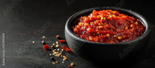 Harissa sauce in a bowl aga...