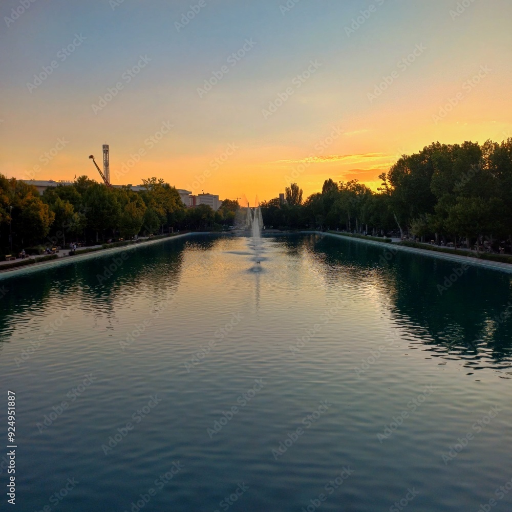Fototapeta premium sunset over the river