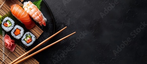 Sushi plates accompanied by...