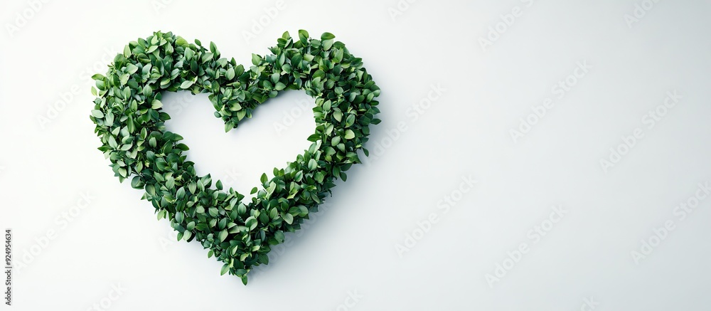 Heart shape formed by bird like green leaves on a white background creative minimalist spring idea featuring copy space concept art abstract form tidy setting ecological art selective focus Heart shape formed by bird like green leaves on a white background creative minimalist spring idea featuring copy space concept art abstract form tidy setting ecological art selective focus