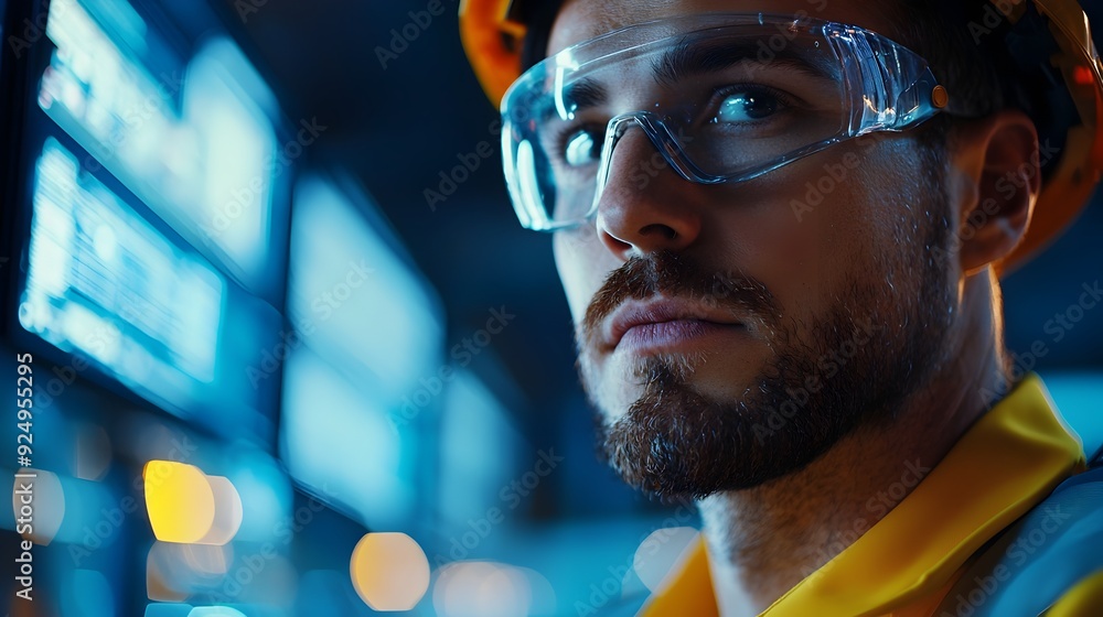 Focused Engineer Analyzing Air Data with Expertise and Determination Focused Engineer Analyzing Air Data with Expertise and Determination