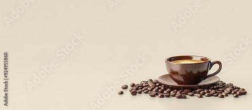 coffee beans and a cup of c...