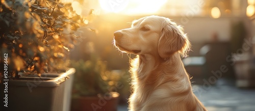 An Adorable Family Dog enjo...