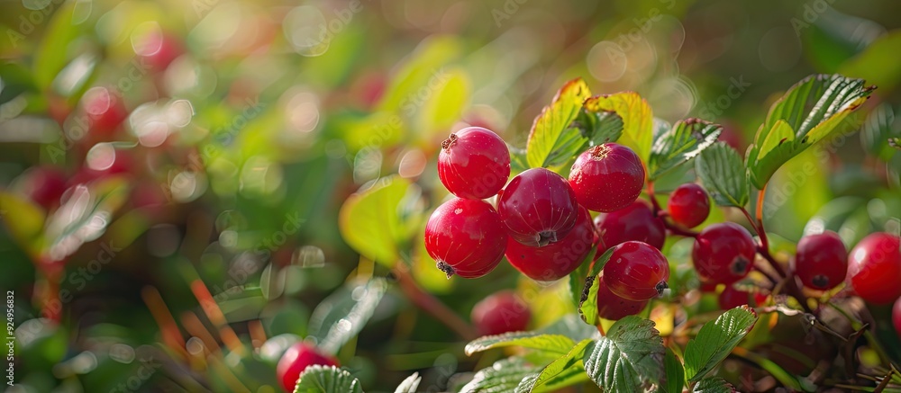 Obraz premium Wild cranberry pair. with copy space image. Place for adding text or design