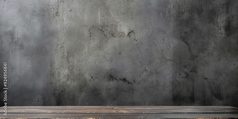 An empty wooden table sits against a textured grey wall, providing a simple yet elegant backdrop with a rustic feel. An empty wooden table sits against a textured grey wall, providing a simple yet elegant backdrop with a rustic feel.