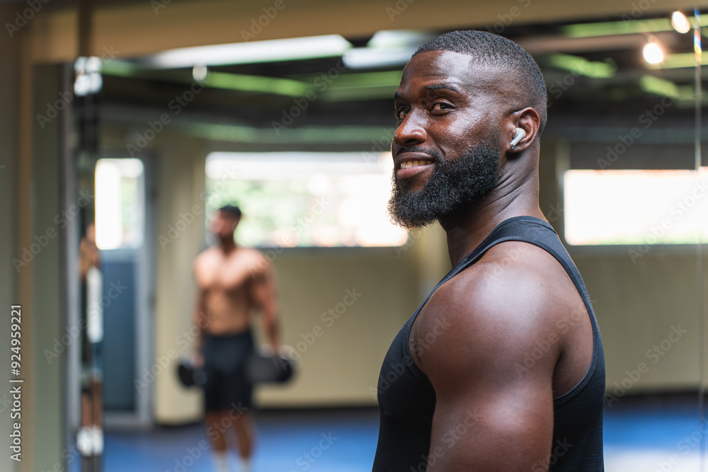 Happy black man during a training session Happy black man during a training session