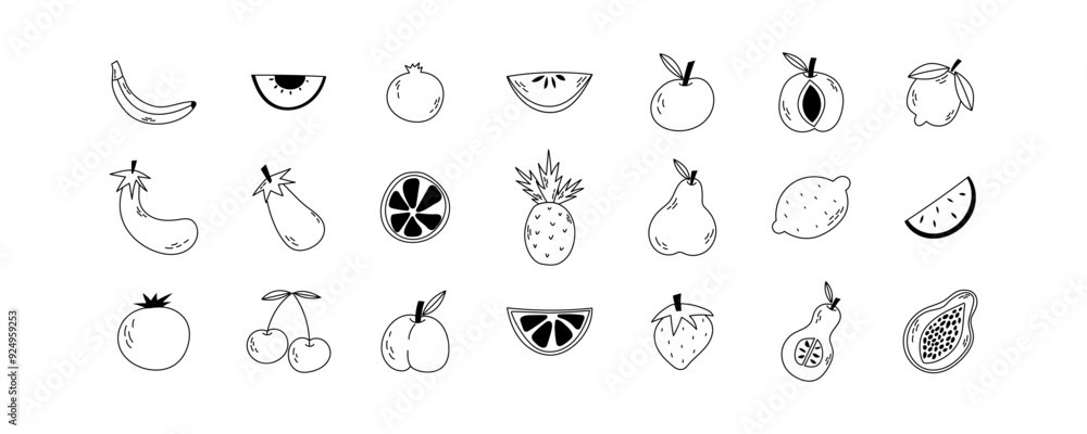 Illustration of tropical fruits hand drawn sketch, various fruit line art. Funny bright stickers Trendy modern vector illustration, hand drawn, flat design. Square colorful icons. Illustration of tropical fruits hand drawn sketch, various fruit line art. Funny bright stickers Trendy modern vector illustration, hand drawn, flat design. Square colorful icons.