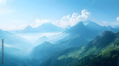 Breathtaking Mountain Landscape with Crisp,Clear Skies and Gentle Breeze