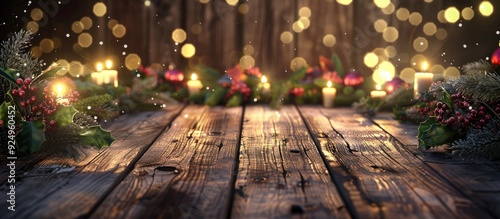 Christmas Decor on Wooden S...