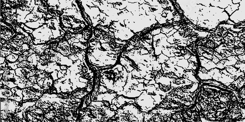 Surface cracks and fissures in ground, concrete, crevices from disaster top view. Breaks on land surface from earthquake isolated on white background. Broken ground,