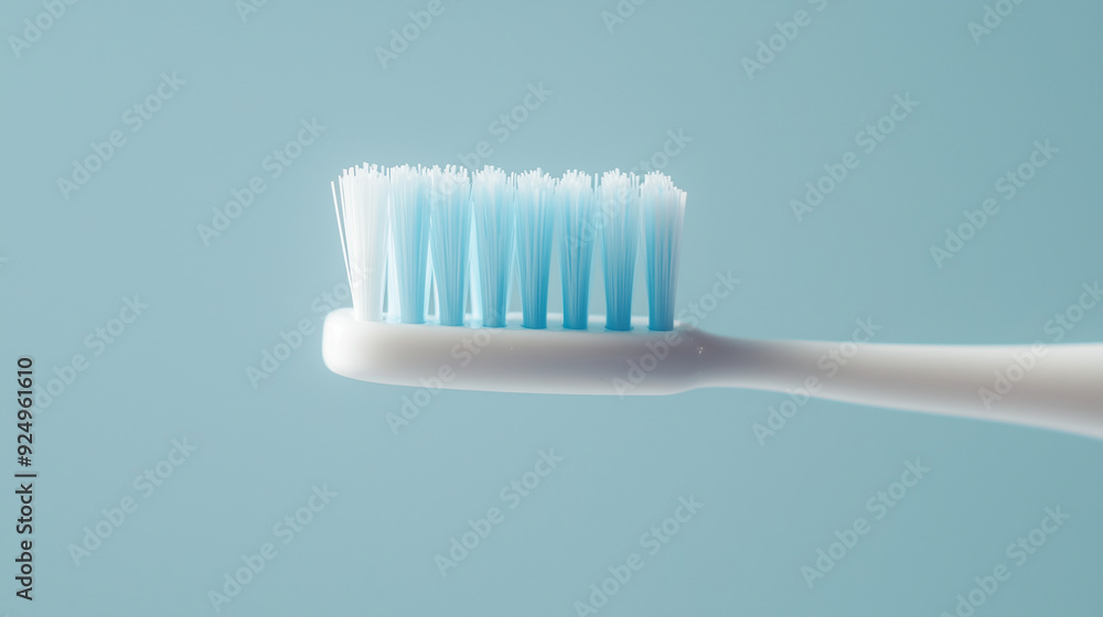 detailed close-up of a blue and white orthodontic toothbrush, emphasizing its role as a key accessory in oral hygiene and dental wellness, with sharp focus on its specialized brist detailed close-up of a blue and white orthodontic toothbrush, emphasizing its role as a key accessory in oral hygiene and dental wellness, with sharp focus on its specialized brist