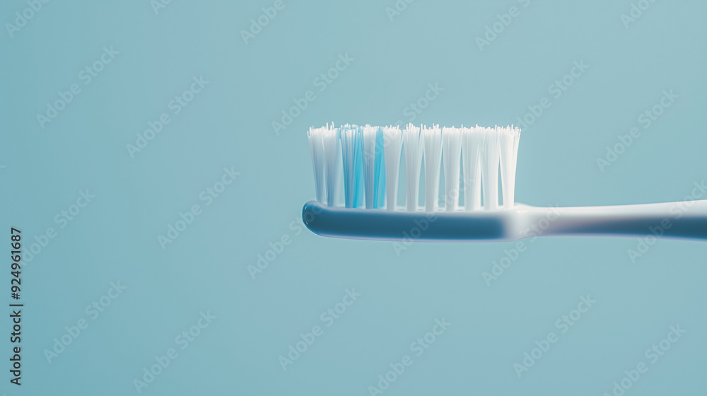 detailed close-up of a blue and white orthodontic toothbrush, emphasizing its role as a key accessory in oral hygiene and dental wellness, with sharp focus on its specialized brist detailed close-up of a blue and white orthodontic toothbrush, emphasizing its role as a key accessory in oral hygiene and dental wellness, with sharp focus on its specialized brist