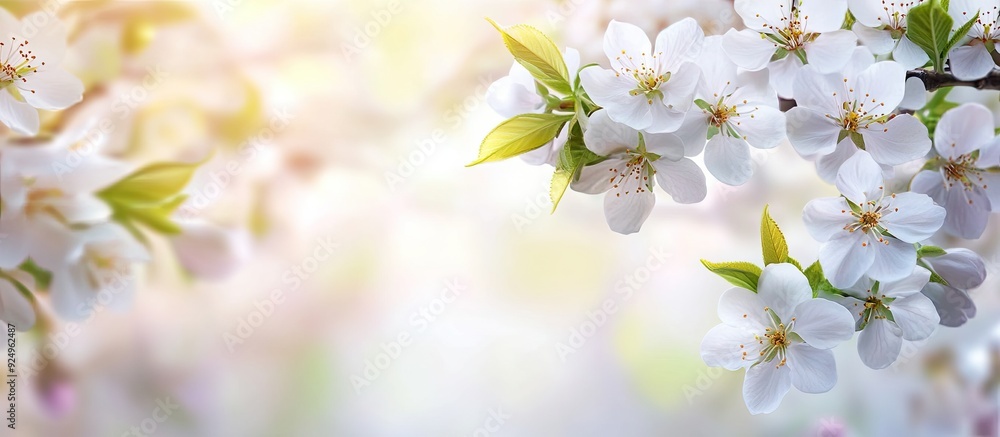 Spring blossoms Spring white flower border design background with copy space Spring blossoms Spring white flower border design background with copy space