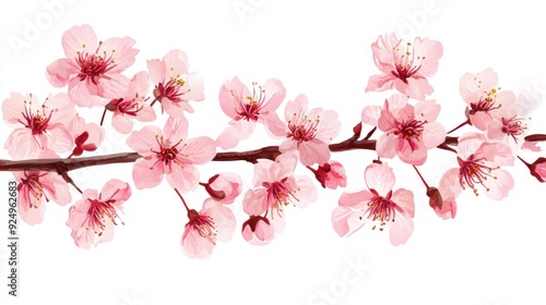 Wallpaper Mural Pink Cherry Blossoms Branch Isolated Torontodigital.ca