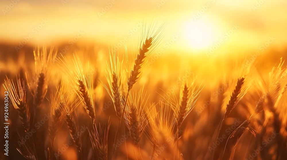Serene Sunset Over Golden Wheat Field with Gentle Breeze and Tranquil Ambiance Serene Sunset Over Golden Wheat Field with Gentle Breeze and Tranquil Ambiance