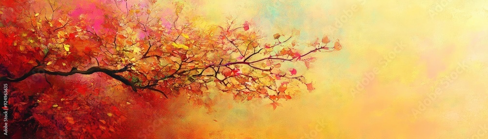 Fototapeta premium Vibrant autumn foliage with a warm, colorful background, capturing the beauty of nature and the changing seasons.