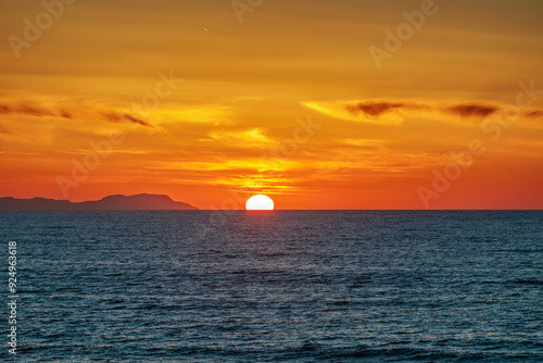 Obraz na płótnie Sunset over the Ionian Sea near the town of Acharavi on the island of Corfu w salonie
