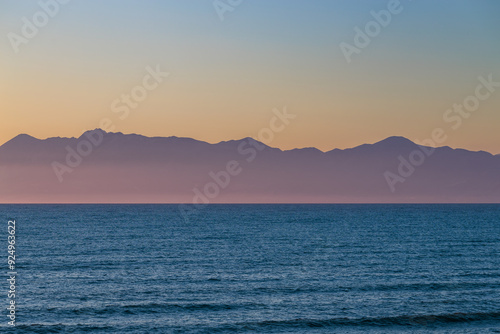 Sunset over the Ionian Sea near the town of Acharavi on the island of Corfu