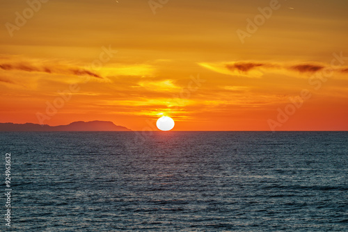 Obraz na płótnie Sunset over the Ionian Sea near the town of Acharavi on the island of Corfu w salonie