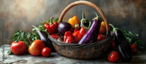 Harvest of ripe peppers tom...