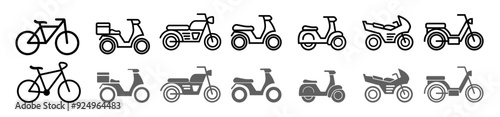 motocycle bicycle motor bike icon bundle