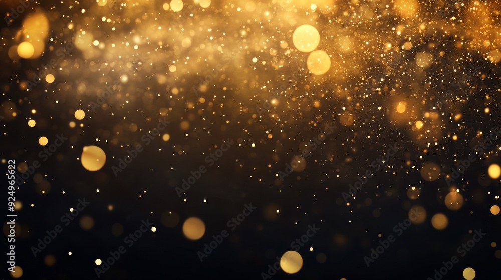Fototapeta premium Golden Glow of Luxury - Elegant Shimmering Light Particles on Black Background