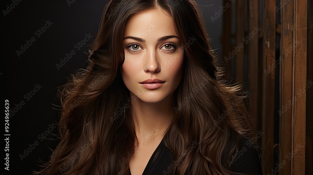 Beauty brunette woman with neat hair and healthy skin looks at the camera natural makeup of a young beautiful model on a studio background Beauty brunette woman with neat hair and healthy skin looks at the camera natural makeup of a young beautiful model on a studio background