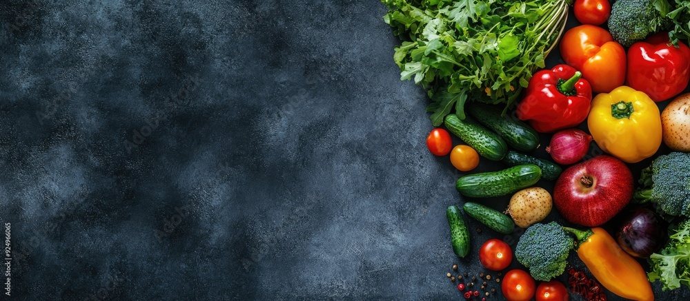 Background of vegetables and fruits. with copy space image. Place for adding text or design Background of vegetables and fruits. with copy space image. Place for adding text or design
