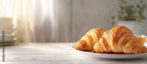 Fresh croissants with honey...
