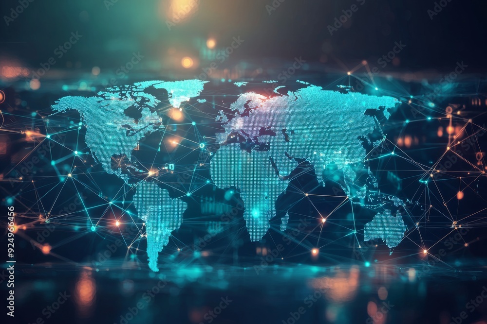 Global Digital Business Network Connection Illustration created with Generative AI Global Digital Business Network Connection Illustration created with Generative AI